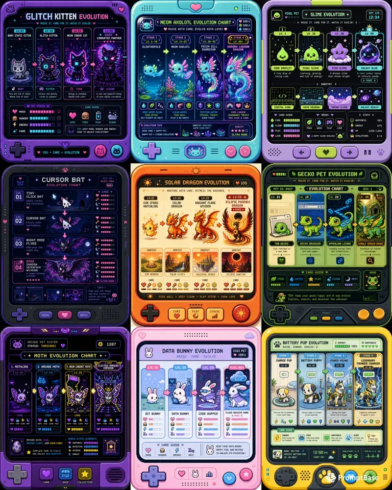 Pixel Pets Evolution Charts