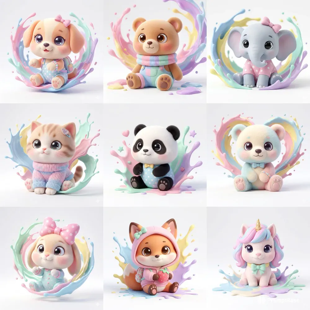 Cute 3D Kawaii Animal Characters