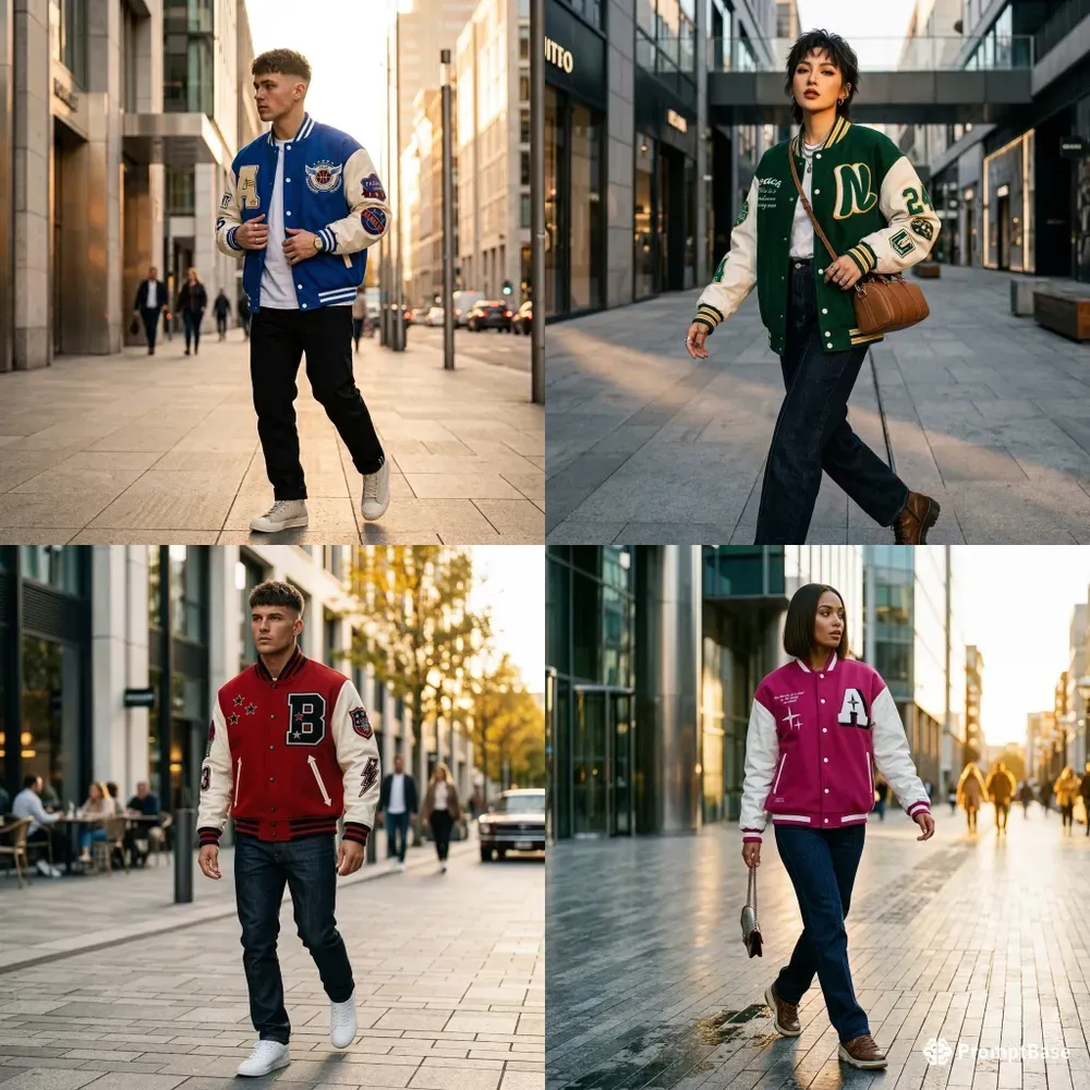 Varsity Jacket Streetwear Models