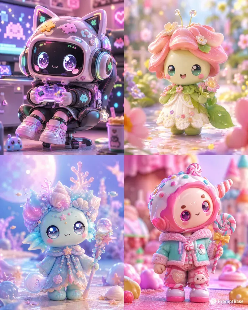 Adorable Glossy 3D Toy Characters
