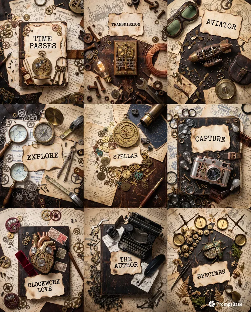Vintage Steampunk Flat Lay Makers