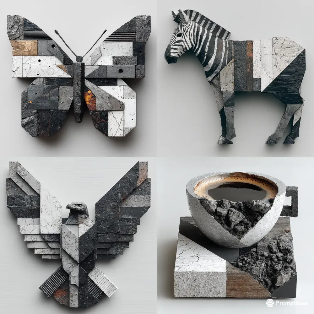 Sculpted Monochrome Faceted Bold Art