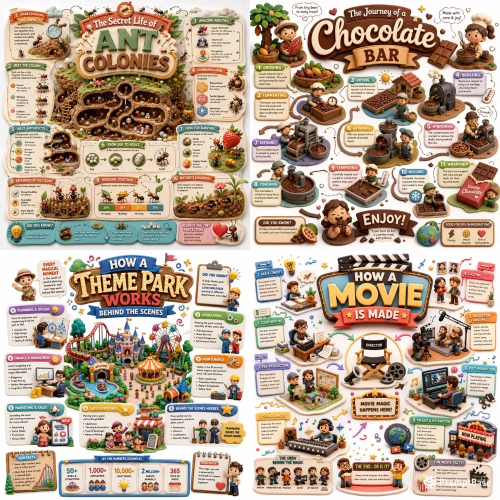 Whimsical 3D Infographic Walls