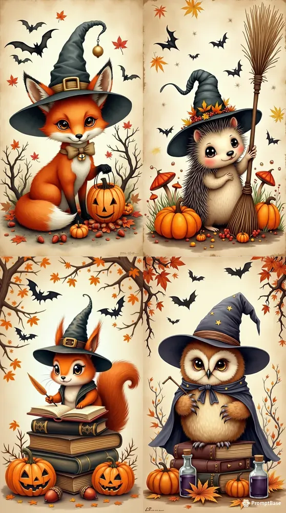 Vintage Halloween Whimsical Art
