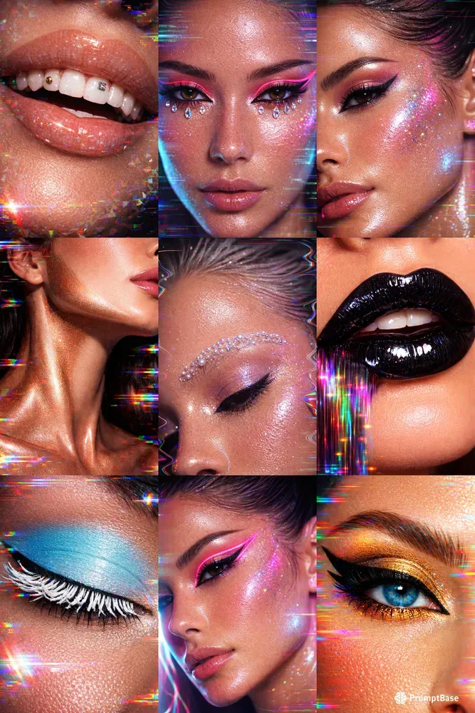 Glitchy Glam Macro Beauty Portraits