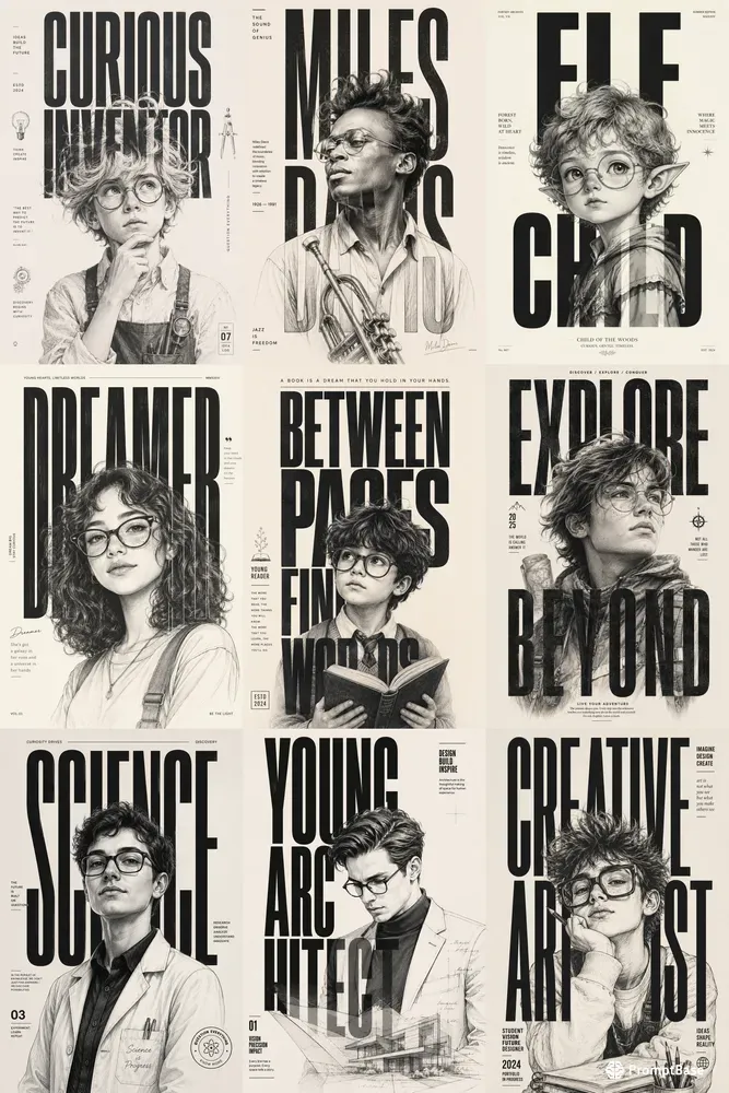 Editorial Character Typography Posters