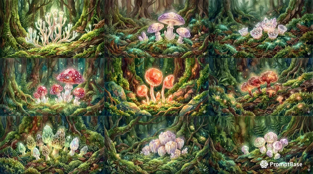 Dreamy Crystal Mushrooms