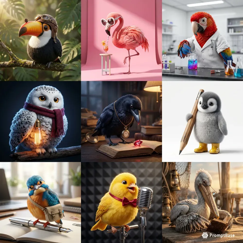 Premium 3D Cartoon Bird Mascots