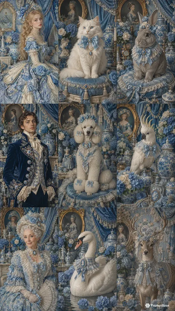 Blue Kitsch Victorian Portraits