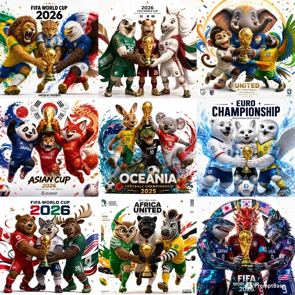 3D Fifa Animal Mascot Posters