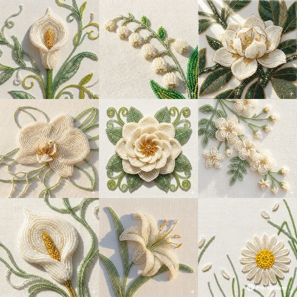 Sunlight Shimmering 3D Beadwork Florals