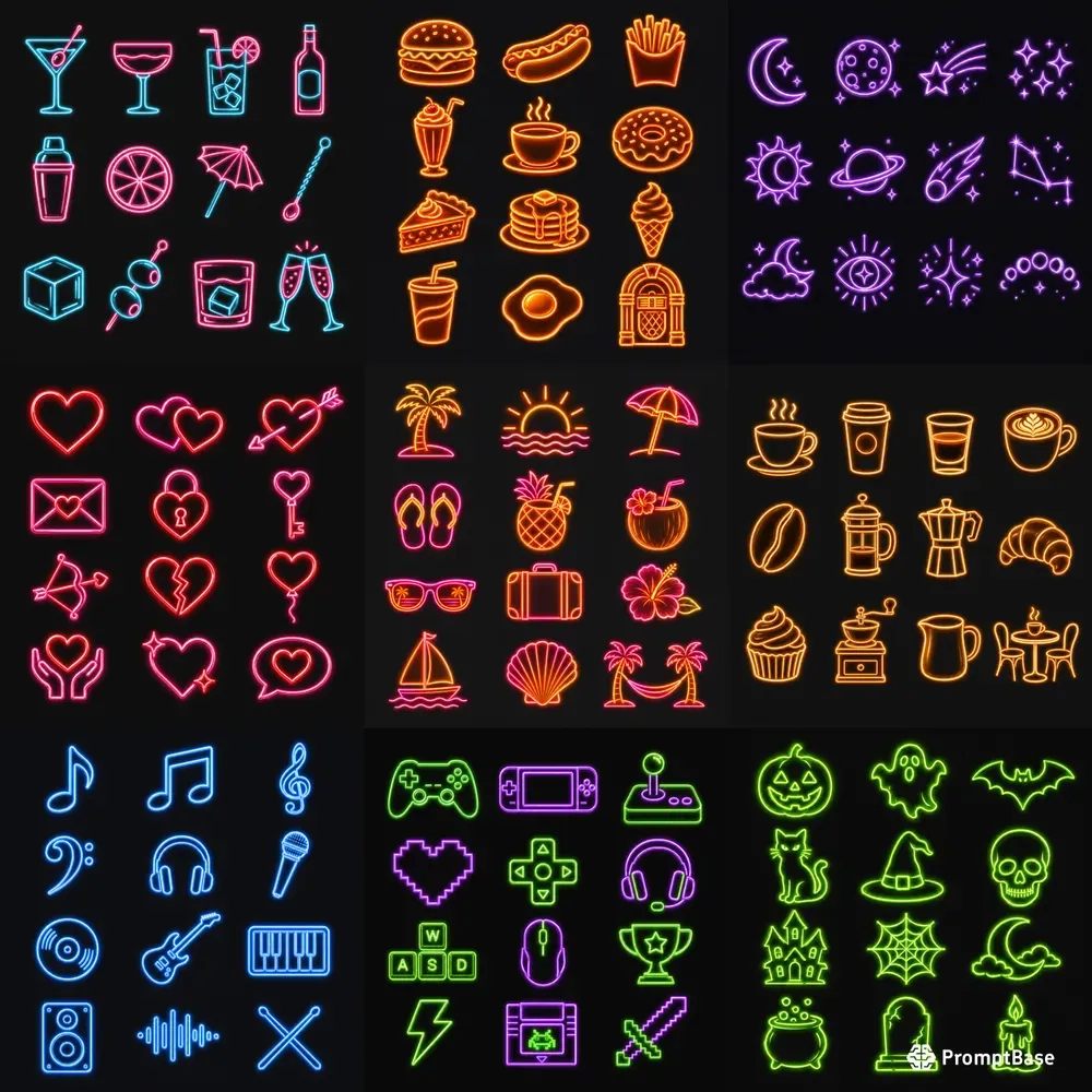 Neon Sign Clipart Sets