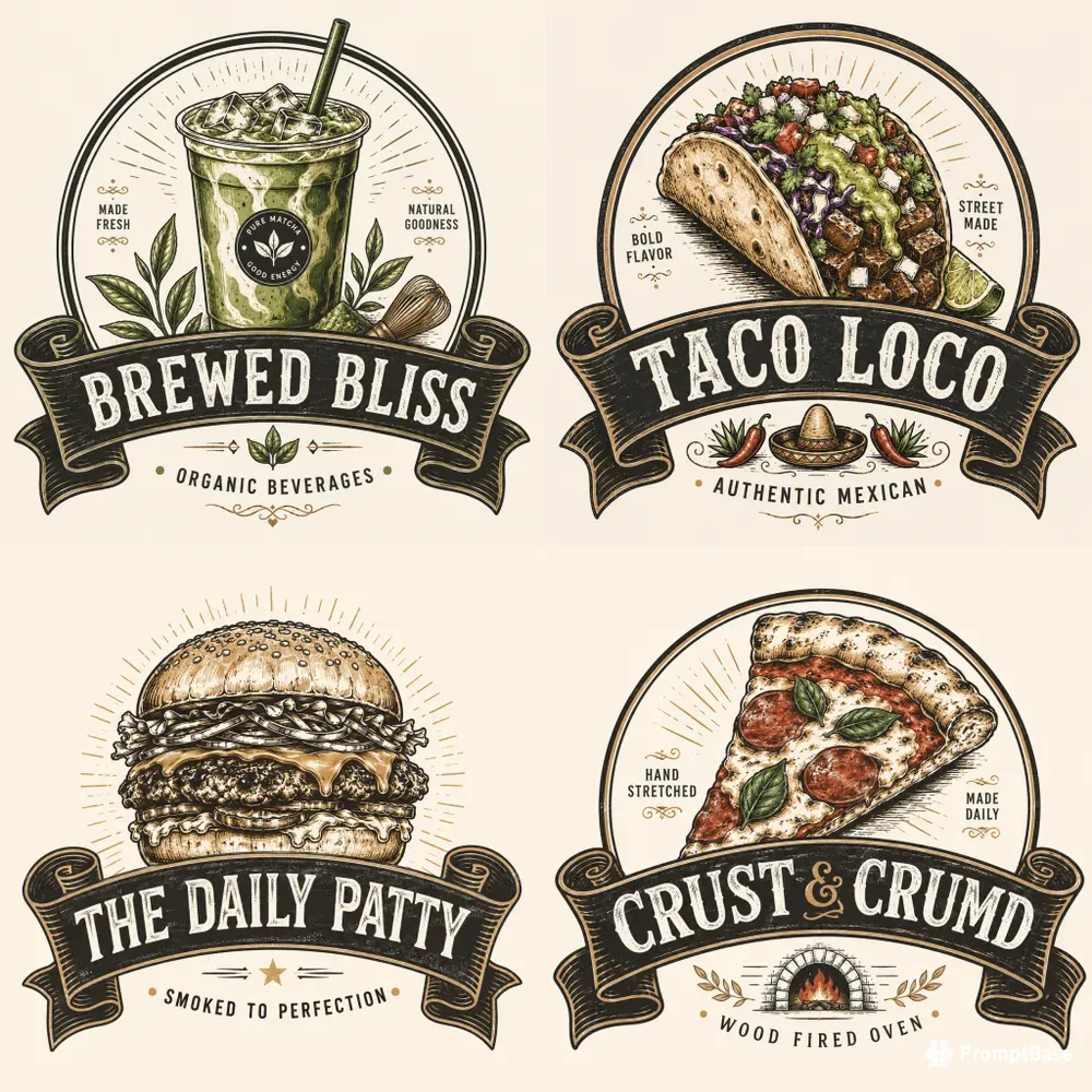 Handdrawn Food Truck Menu Badges