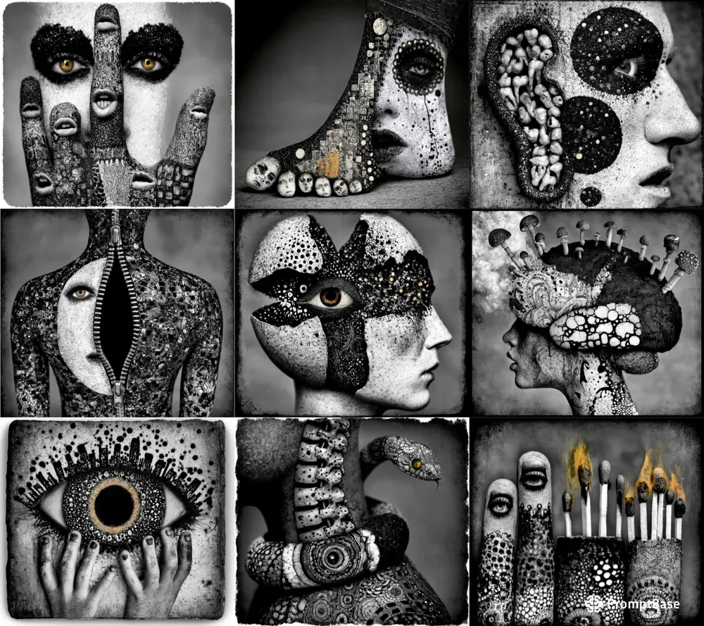 Monochrome Surreal Ink Art