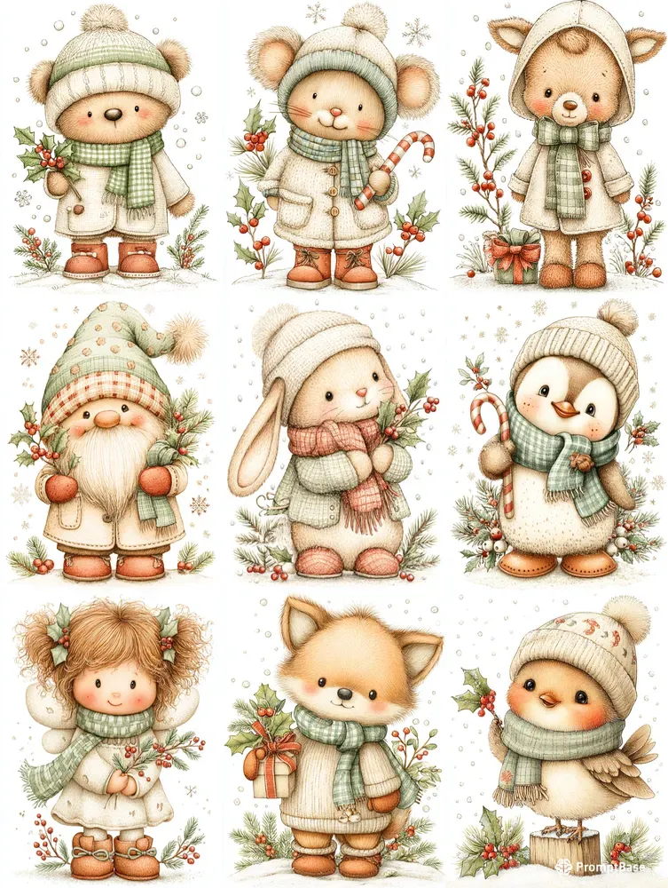 Sage Christmas Storybook Characters