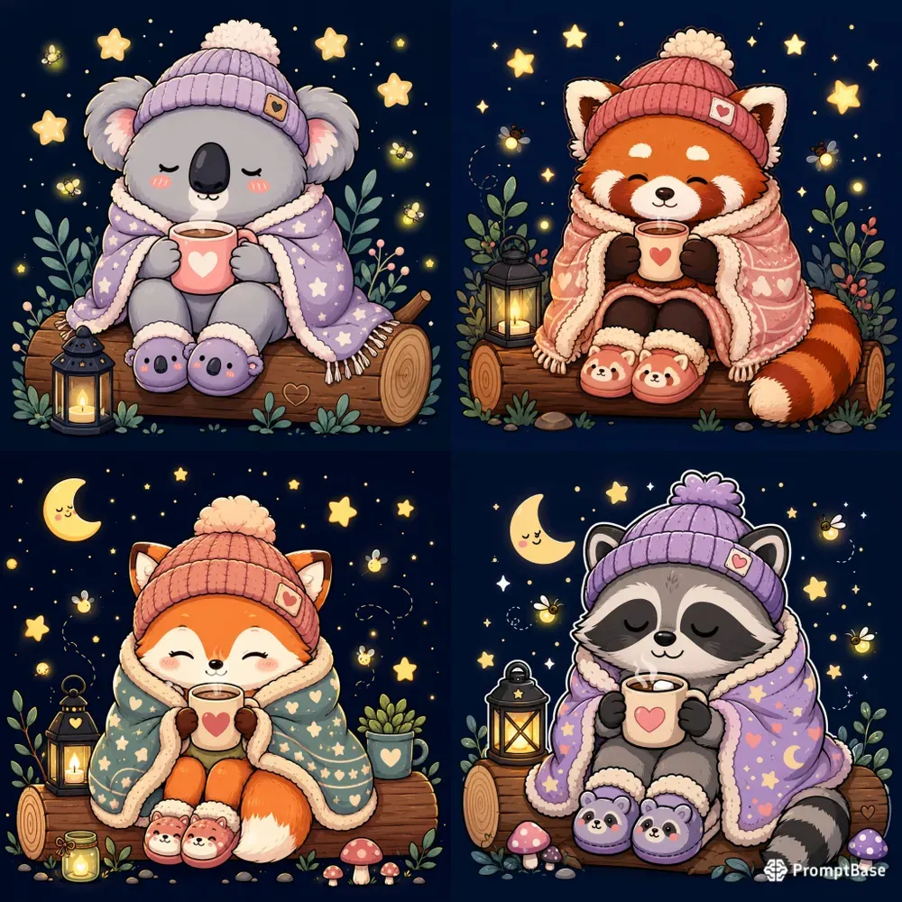 Cozy Cute Animal Illustrations
