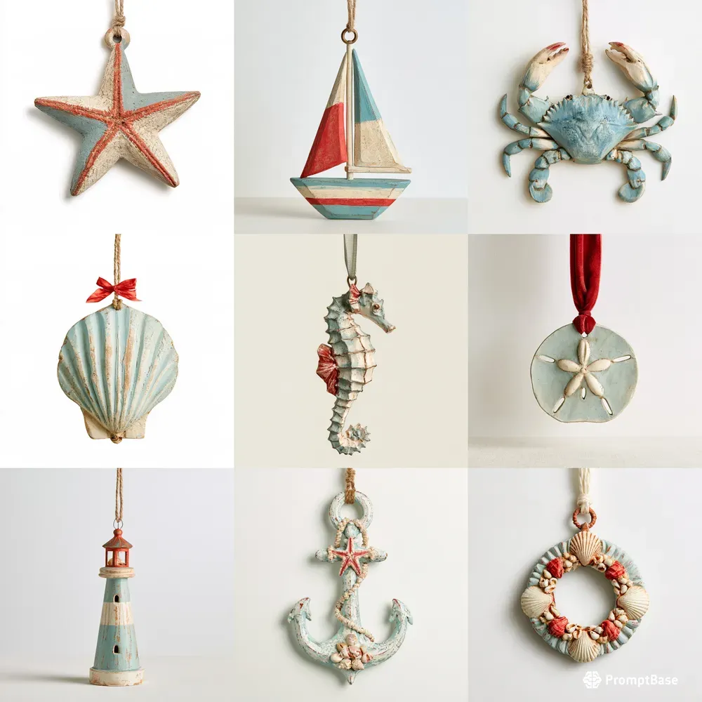 Seaside Holiday Ornament Decorations Sets