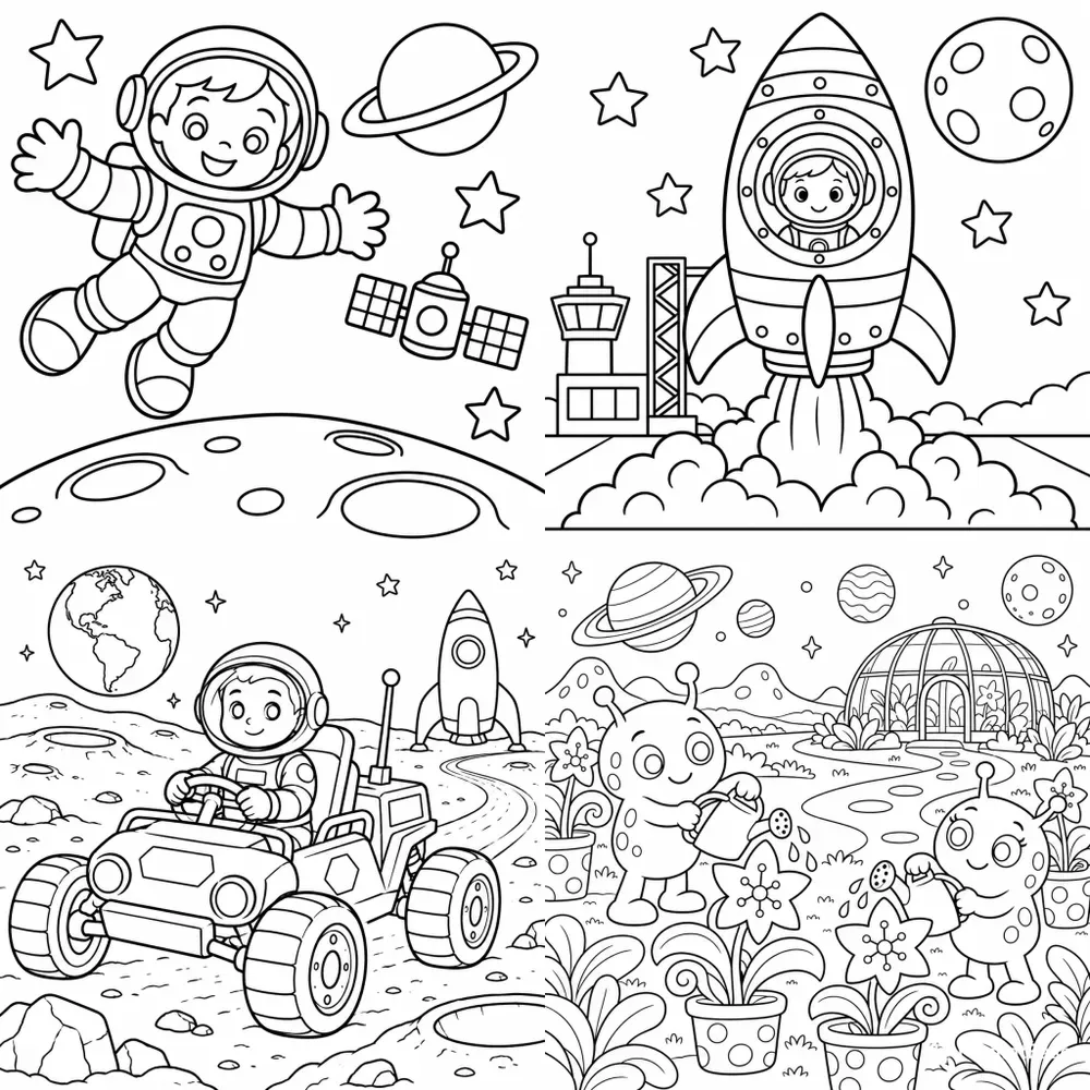 Kids Space Coloring Pages Generator