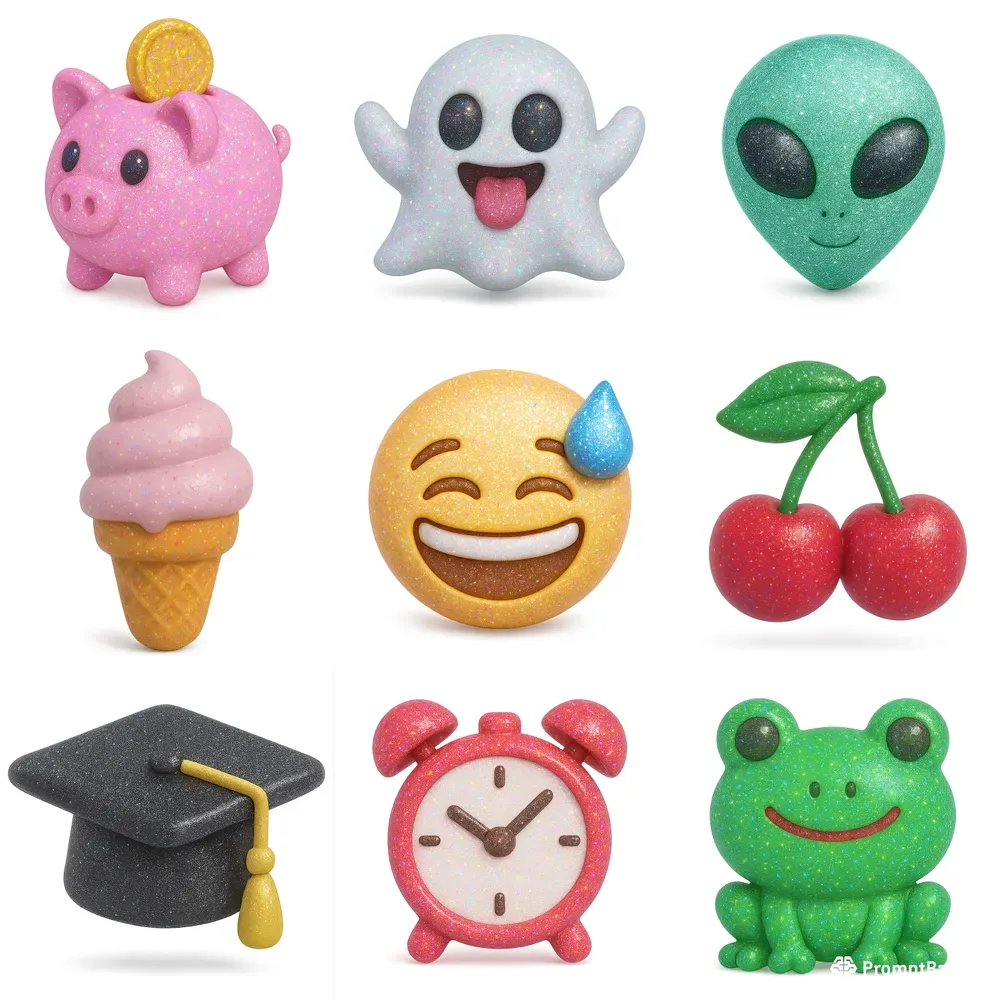 Glittery 3D Emoji Icons