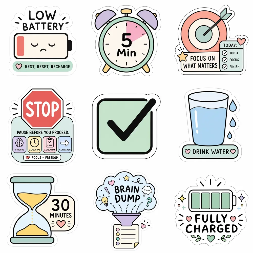Visual Adhd Productivity Stickers