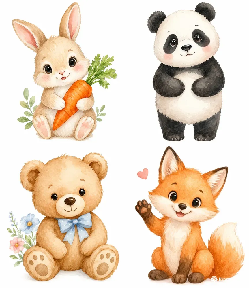 Cute Animal Watercolors