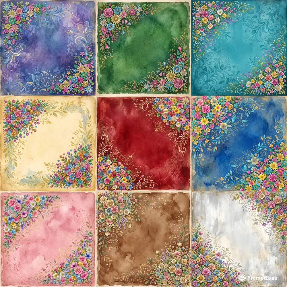 Shiny Stickers Floral Vintage Backgrounds