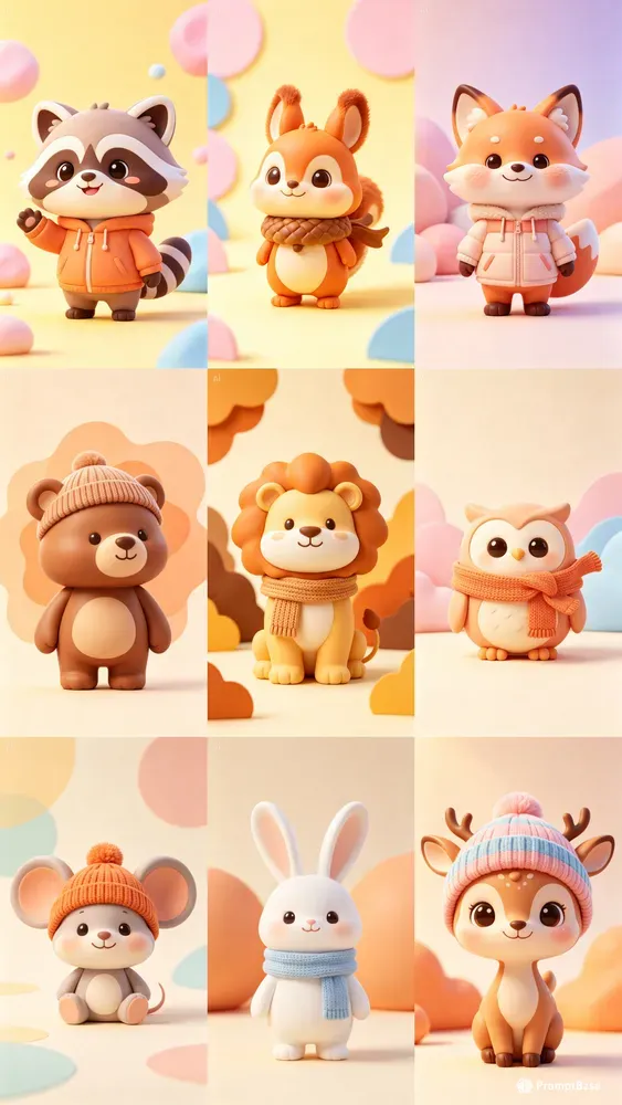 3D Cute Winter Animal Avatar Packs