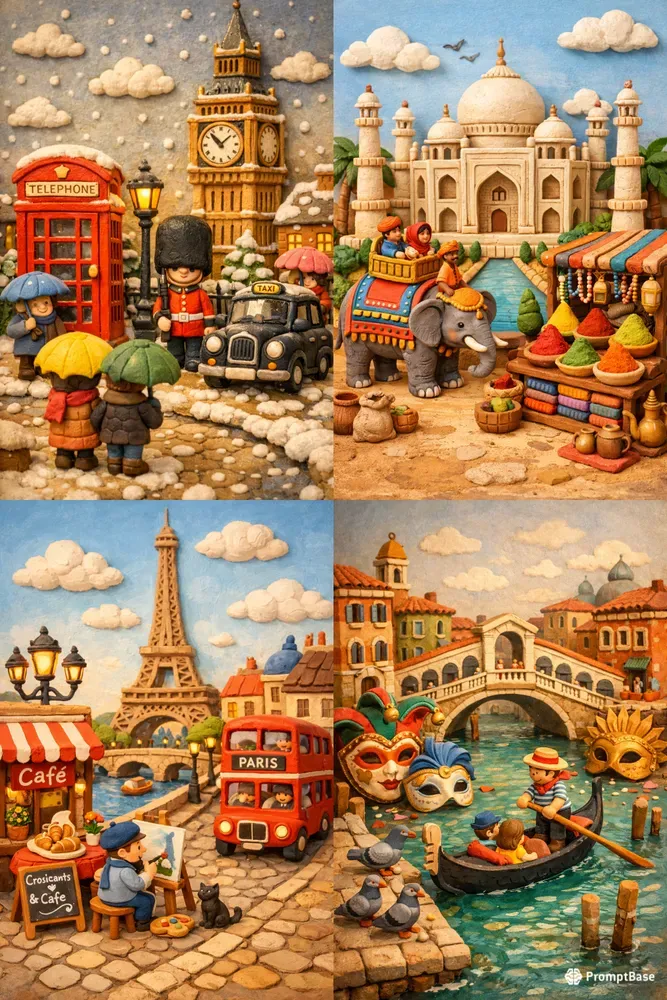 Clay Style Travel Posters