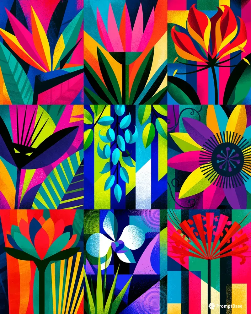 Retro Exotic Flower Designs