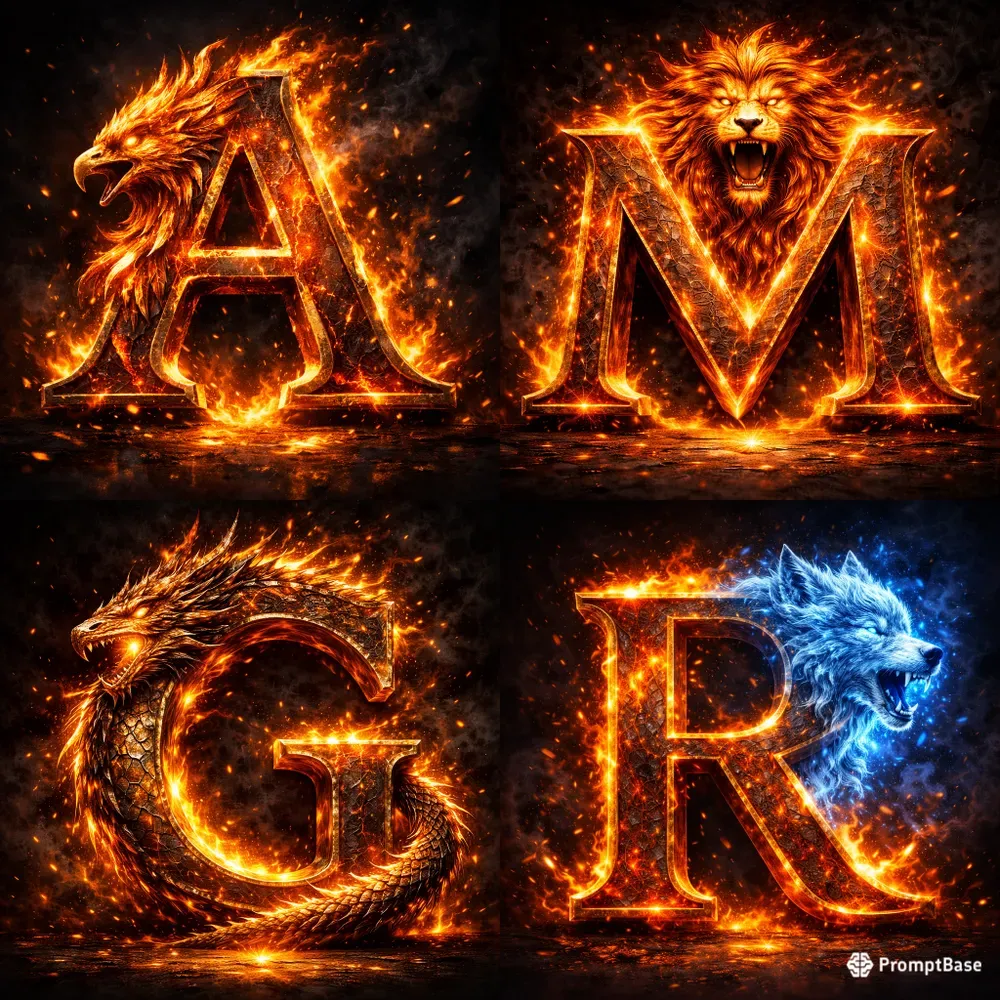 Epic Creature Fire Alphabets