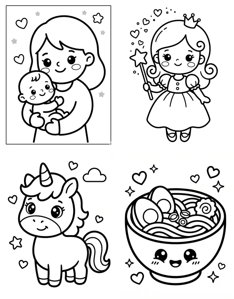 Kawaii Kids Coloring Book Generator