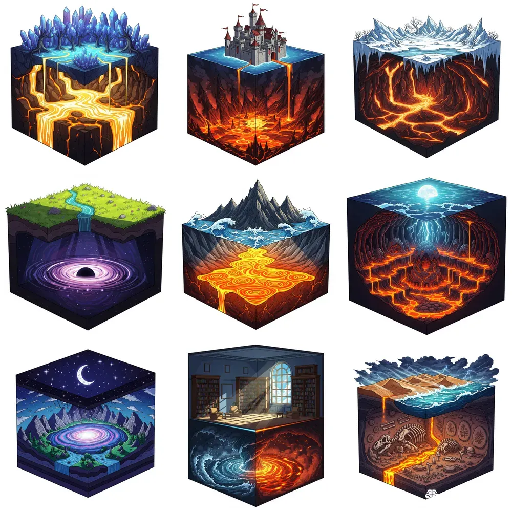 Cube Shaped Dioramas Art Style