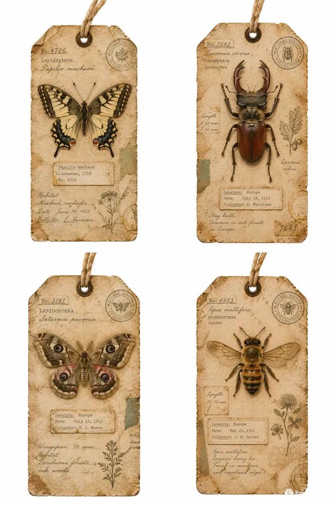 Vintage Insect Tag Ephemera