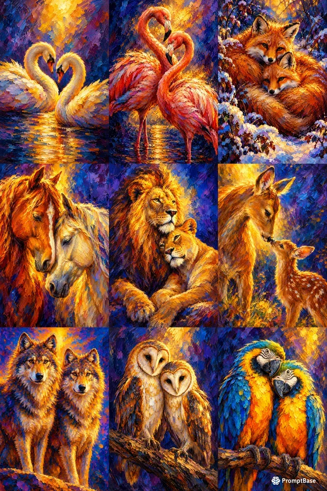 Luminous Expressionist Oil Animals