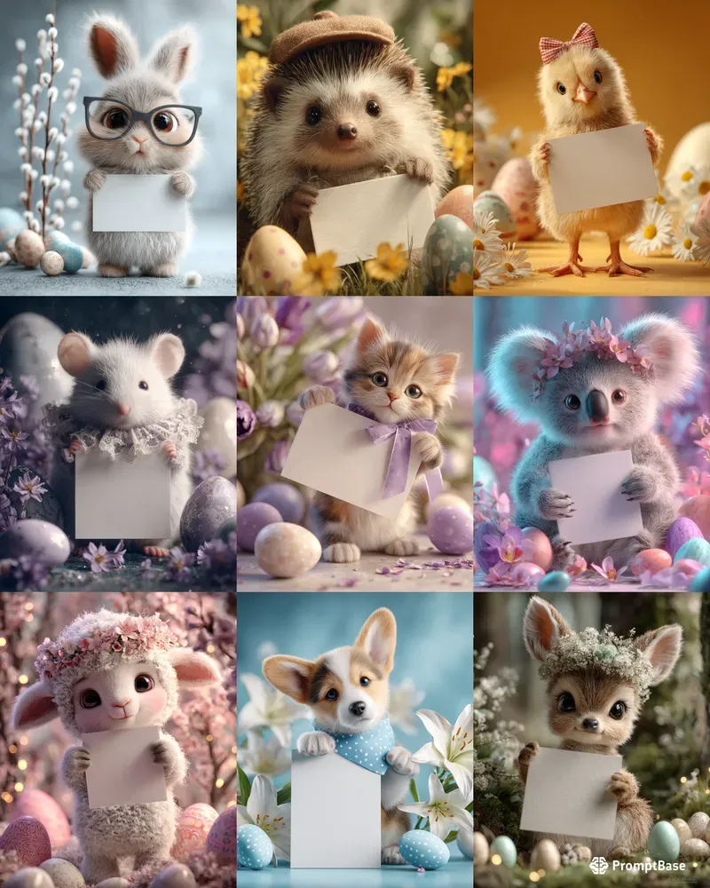 3d Cute Easter Animal Sign Holders