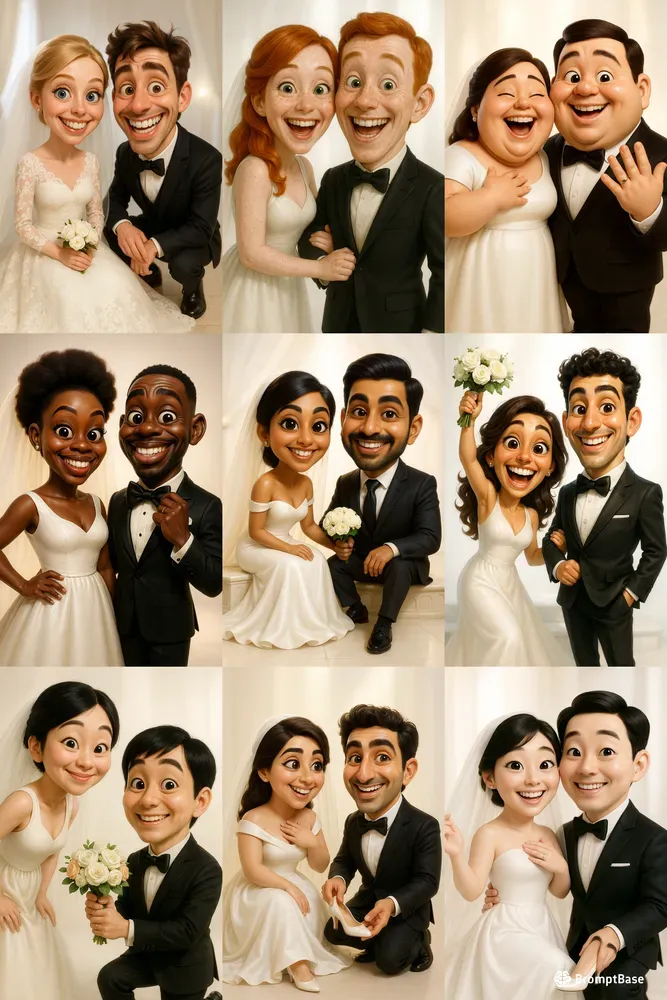 Diverse Wedding Caricature Packs