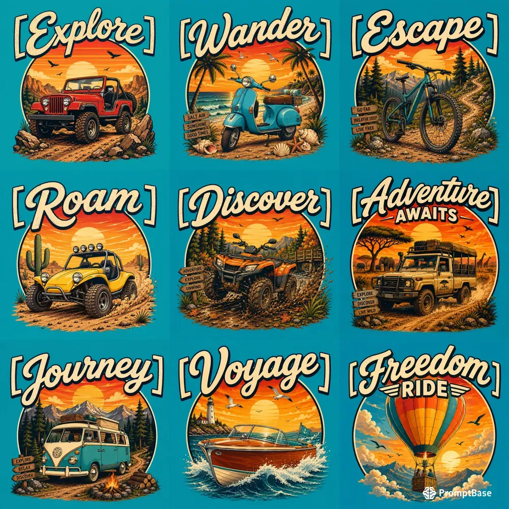Retro Adventure Vehicle Tshirt Art