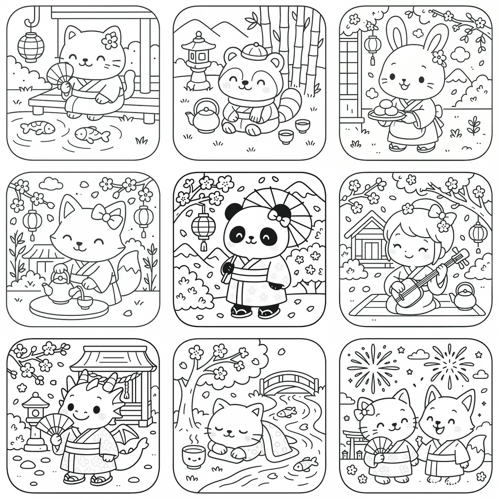 Cozy Japan Cute Coloring Books