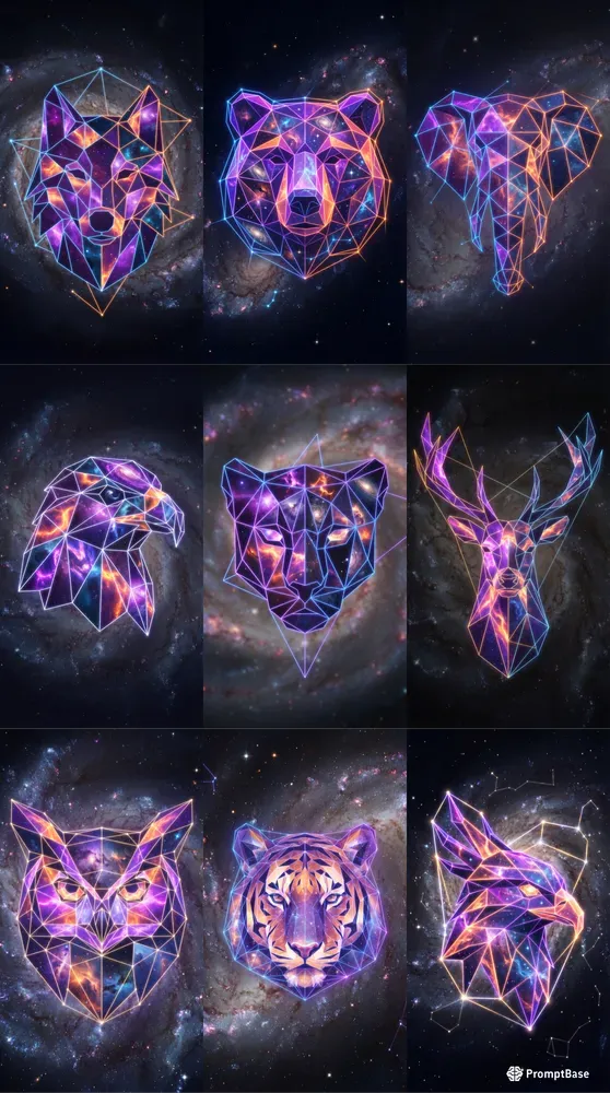 Cosmic Lowpoly Geometric Art
