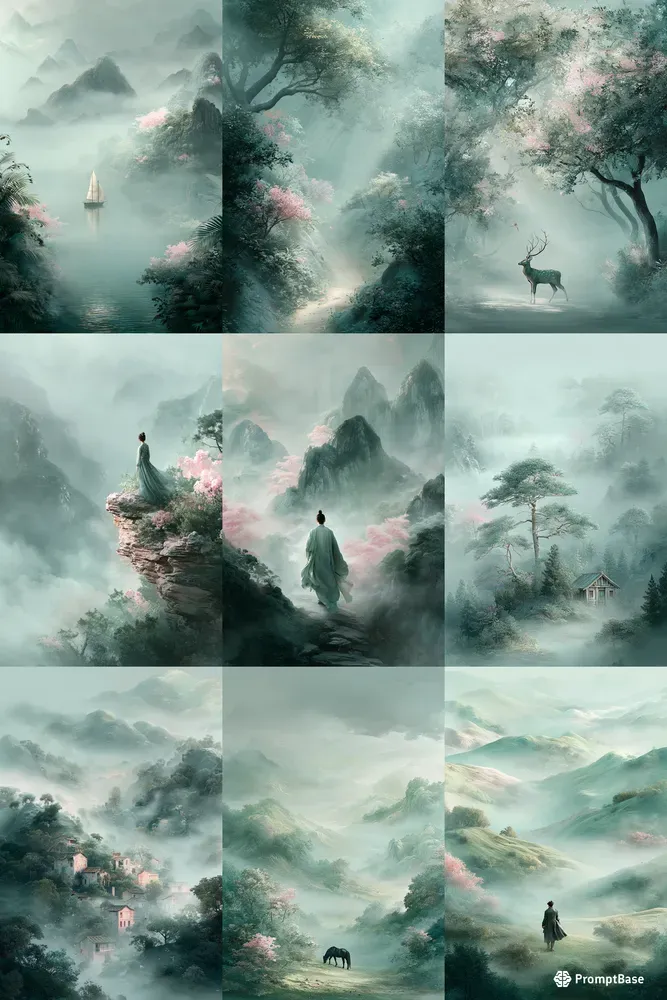 Misty Fantasy Landscape Posters