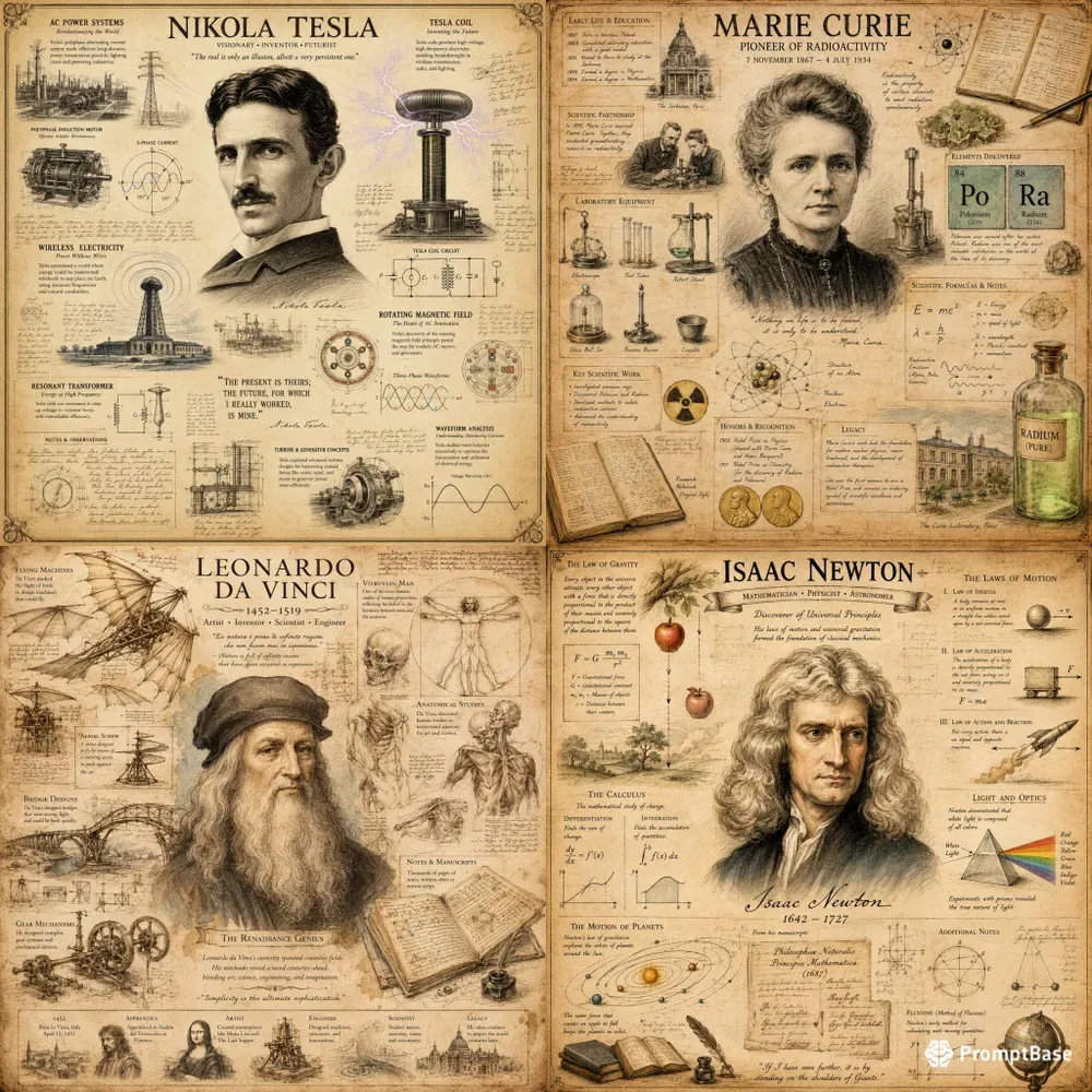 Vintage Inventors Ideas Infographics