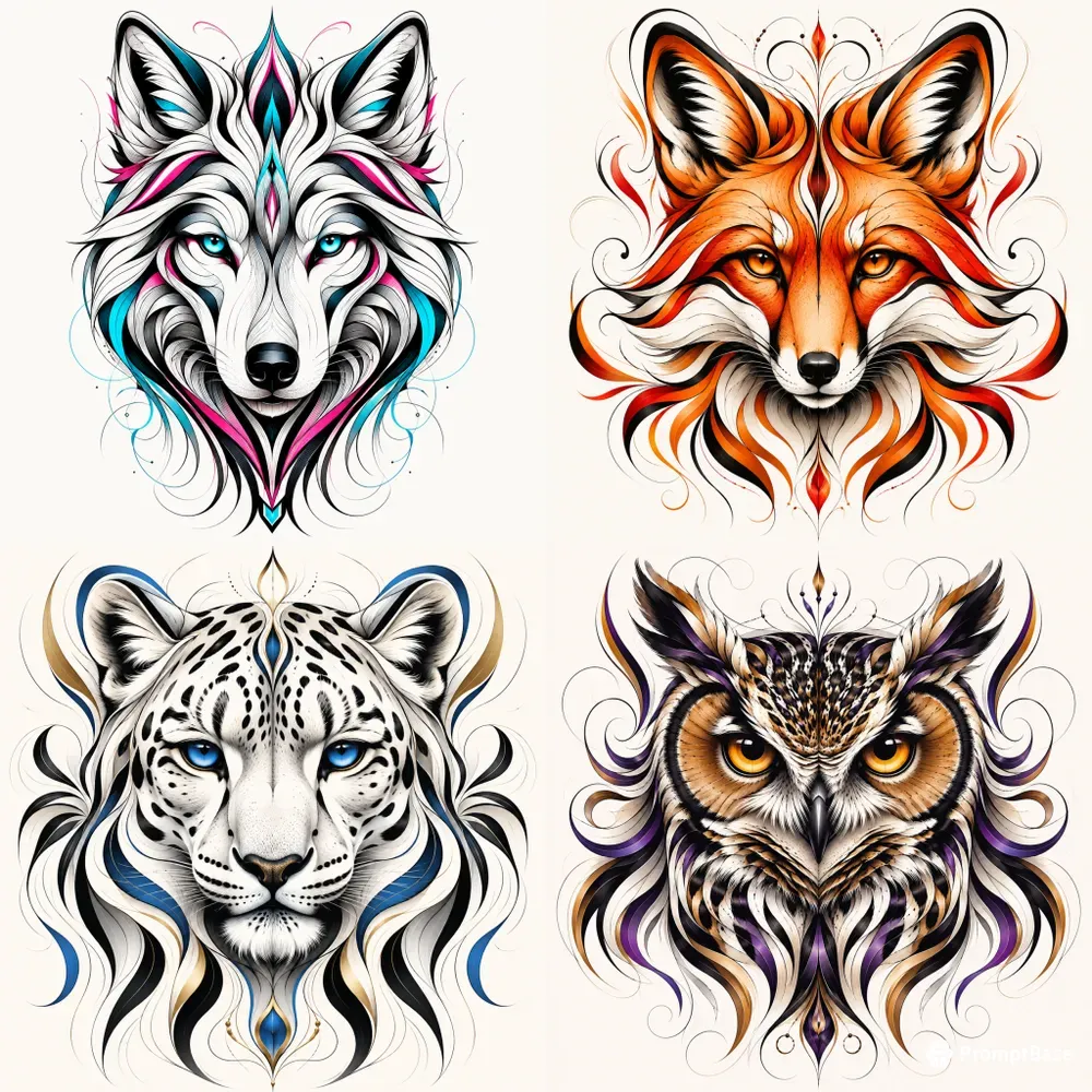 Abstract Neon Animal Portraits