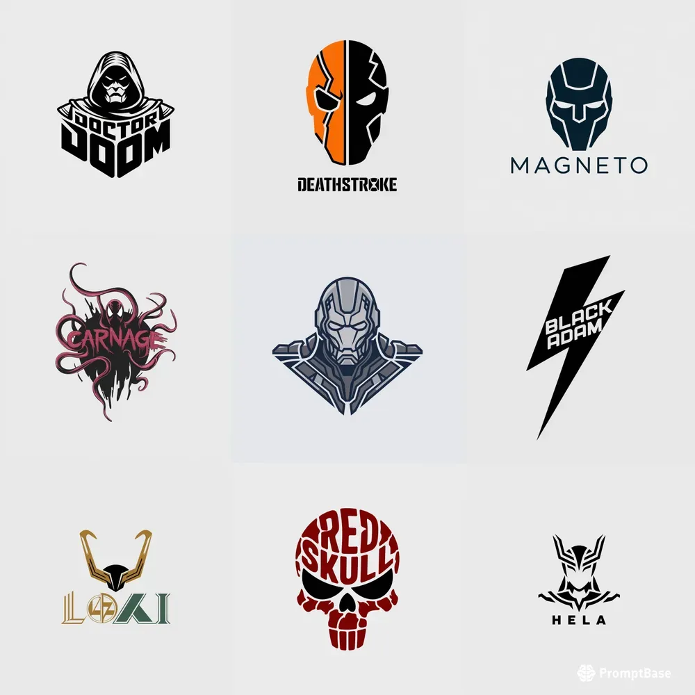 Typographic Villain Face Logos