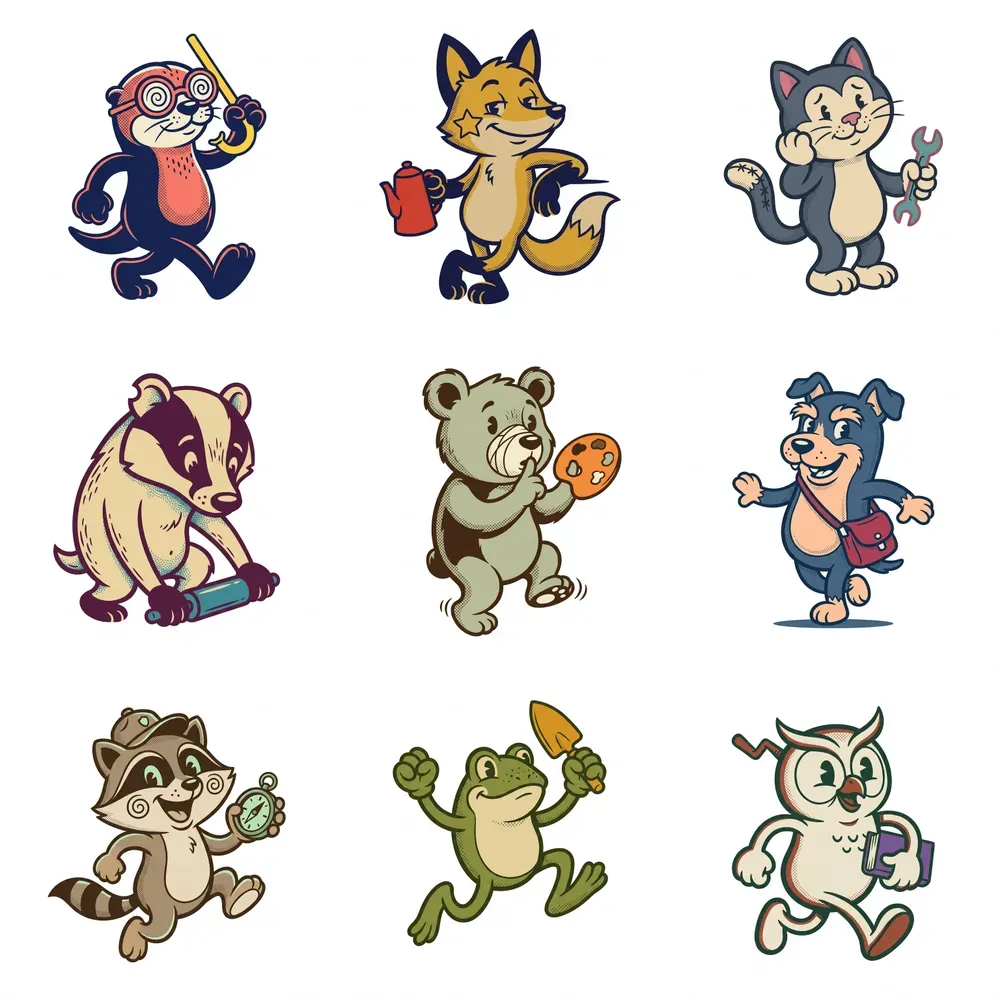 Retro Ink Mascot Character Art