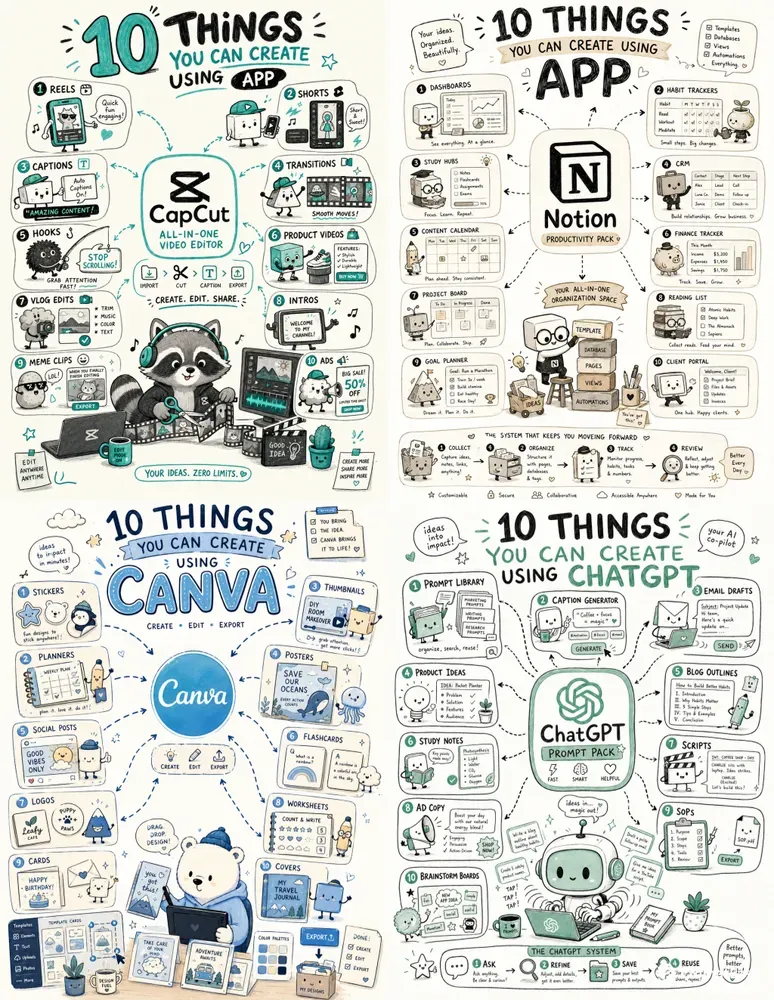 Creator Infographic App Guide Posters