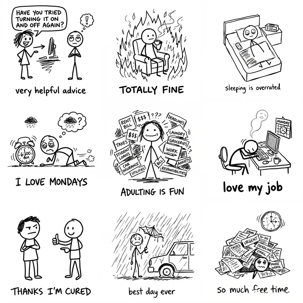 Sarcastic Stick Figures Doodles