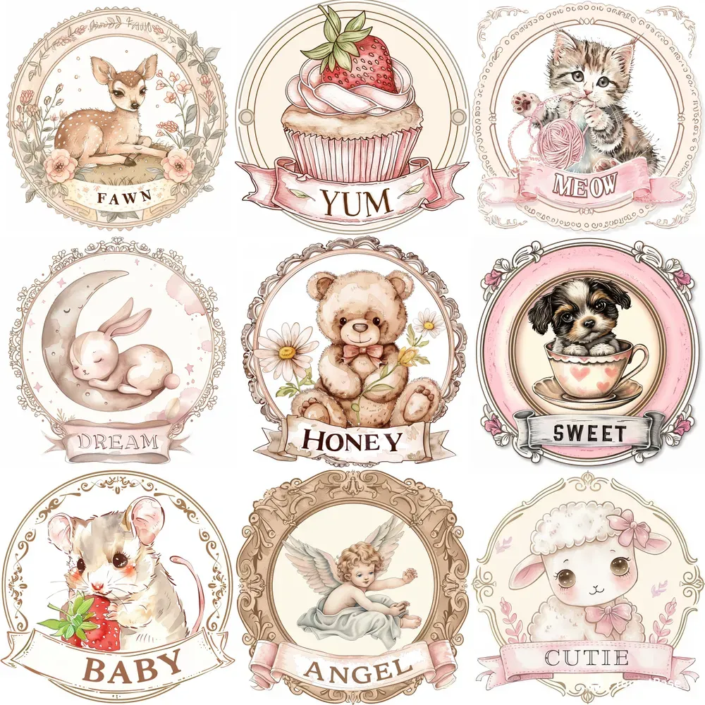 Vintage Pastel Badge Stickers