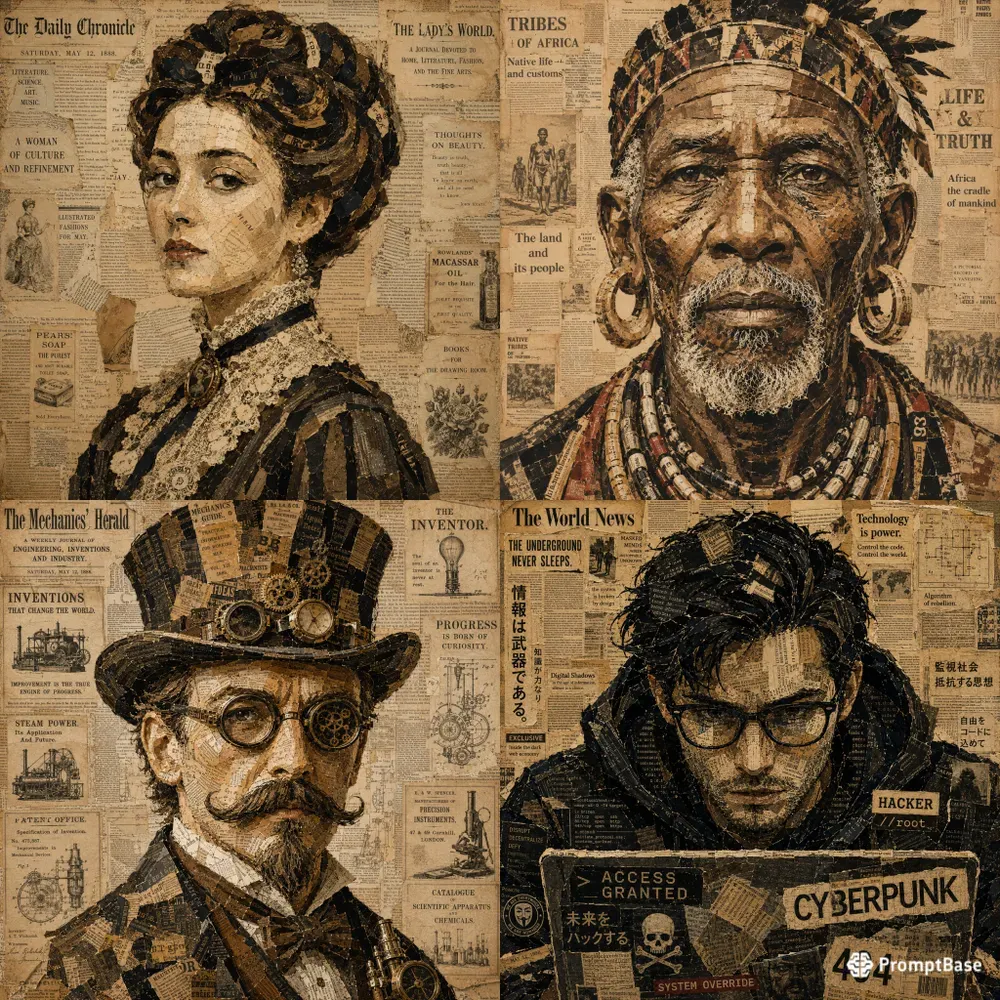 Vintage Newspaper Portraits