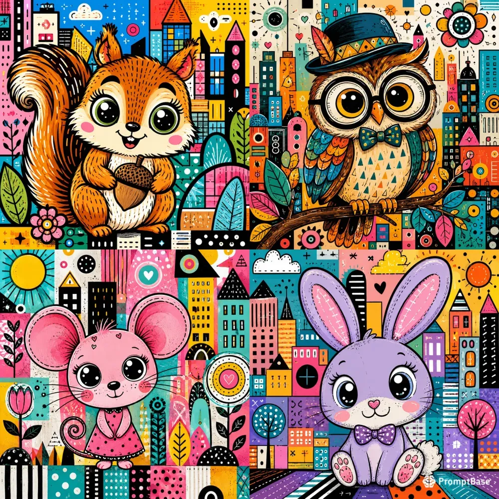 Whimsical Pop Art Animal Portraits