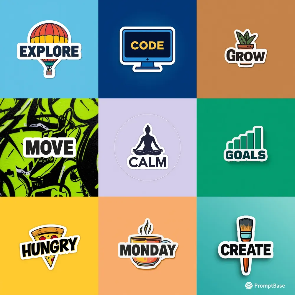 Minimalist Bold Text Icon Stickers